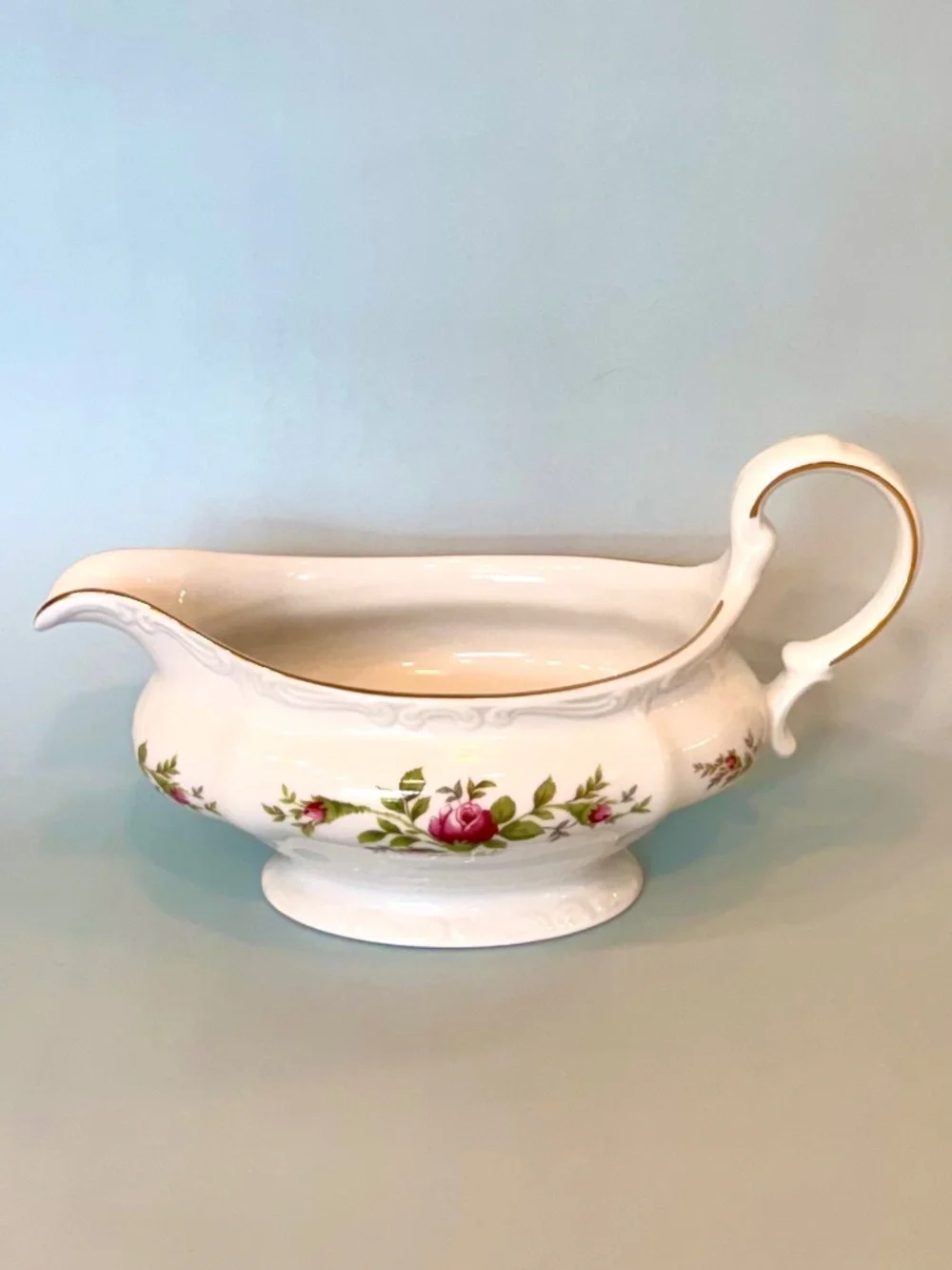 NWOT, Vintage Johann Haviland Traditions Elegant Moss Rose Pattern Gravy Boat